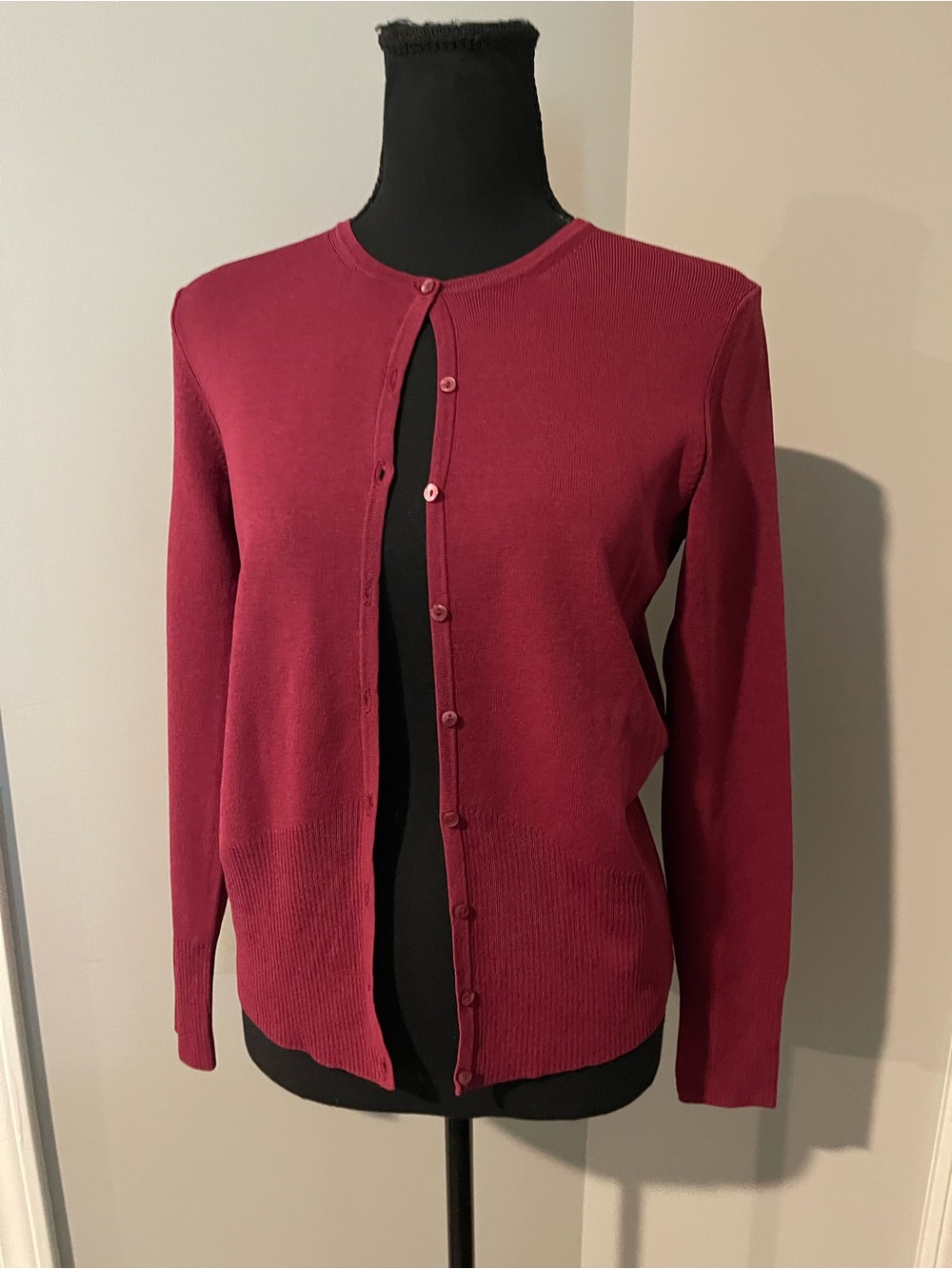 Ann Taylor Women's Button-Front Cardigan - Wine